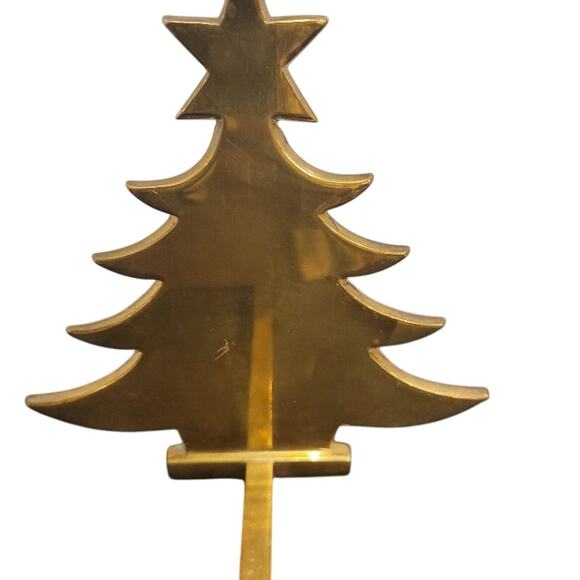 Vintage Christmas Tree Stocking Hanger Brass Mantel Holder Gold Weighted - Picture 2 of 9